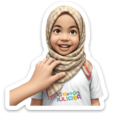 smiling person indoors with scarf sticker