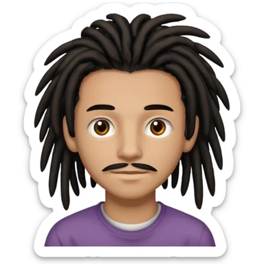 light brown teen with black dreads and brown eyes that has a small mustache stubble sticker