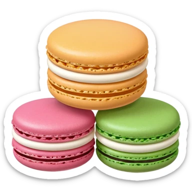 Macarons de colores, café, rosa, blanco y verde, sin plato sticker