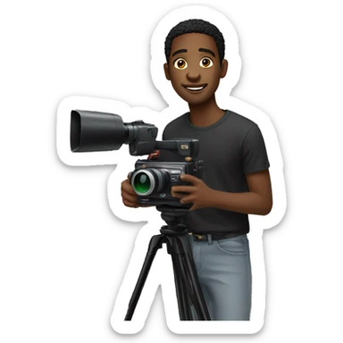 young black man filming on set sticker