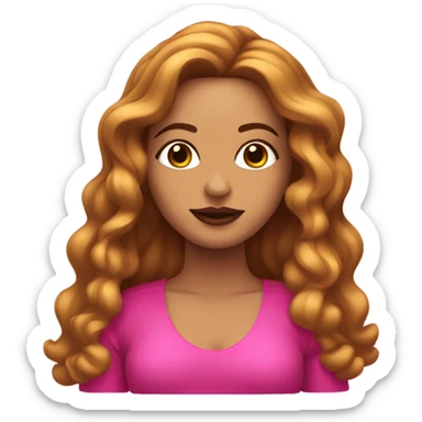 Mujer con reflejo rosado en el cabello rubio y maquillandose sticker