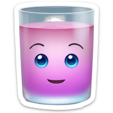 Realistic Pink glass filled with blue water  sticker