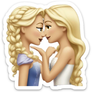 2 women princesses couple blonde kiss sticker