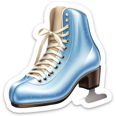 An icon showing elegant figure skates and a sparkling dress in close-up on an ice rink. The background features a graceful arena with soft lights reflecting on the smooth ice. Transparent background highlights the beauty, style, and artistry of figure skating. sticker