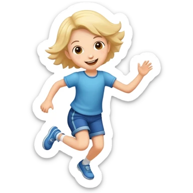 child skipping joyfully, cheerful and energetic sticker
