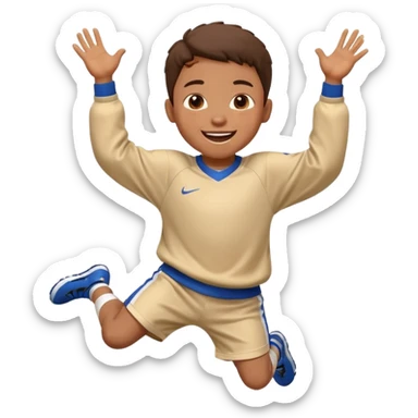 A small kid in an oversized jersey, jumping with excitement. sticker