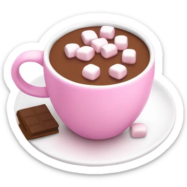 hot chocolate in a pink mug with marshmallows  sticker