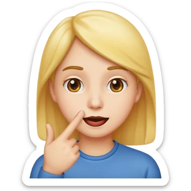 Emoji coqueto con una leve sonrisa y un dedo en la boca sticker