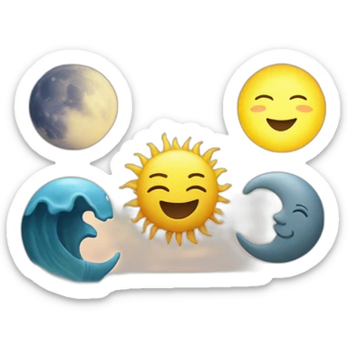 make an emoji of sun, ocean and moon together.. but it should be good and realistic sticker