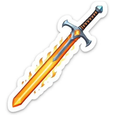 Flaming magic sword — fiery aura and sparks sticker