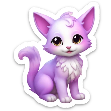Kawaii colorful bright light pastel lilac-pink-white-gradient fantasy ethereal anthro fursona animal creature sticker