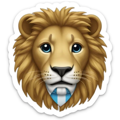 lion wearing a suit and a flag of argentina sticker