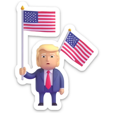 Donald Trump holding USA flag sticker