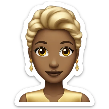 Posh-girl-with-golden-suit-and-blue-eyes-and-rainbow-unicorn-hair sticker