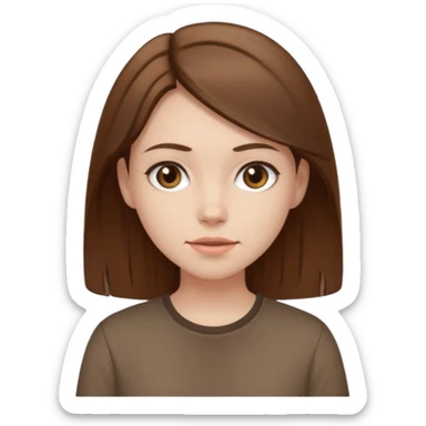 Pale girl brown hair and wearing brown shirt  sticker