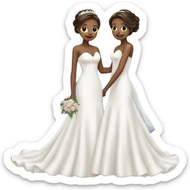 Two girls in wedding dresses pretty sticker
