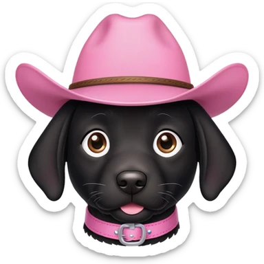 Black lab with pink cowboy hat sticker