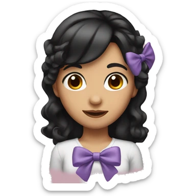 Girl with a black hair and a bow in her hair sticker