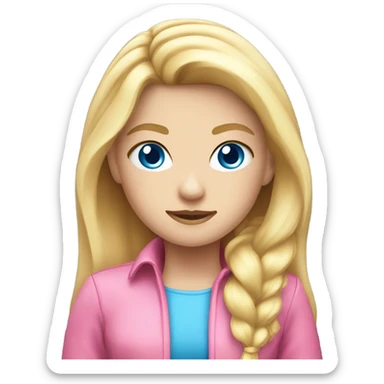 long blonde hair blue eyed pink gamer girl   sticker