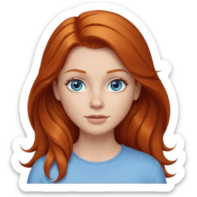 Ginger head woman with long hair and lightblue eyes sticker