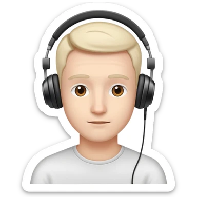 person watching YouTube videos, content creator with headphones sticker