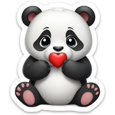 cute panda bear with heart in hand sticker