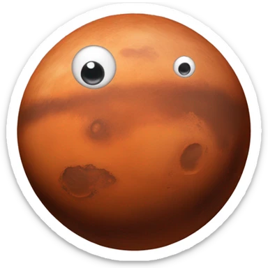 Mars planet with white circle eyes sticker