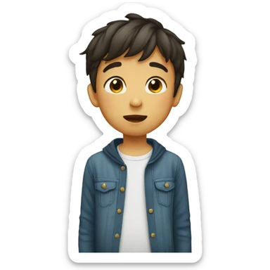 a boy giving a kiss sticker