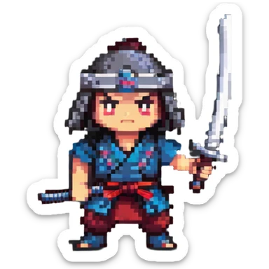 samurai striking with katana sword sticker