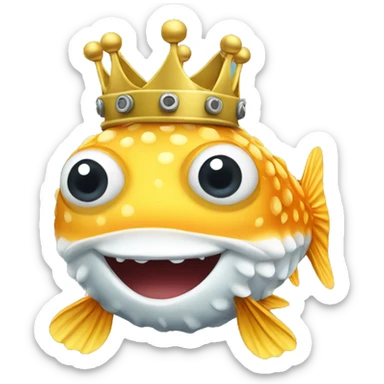 puffer fishing wearing a crown  sticker
