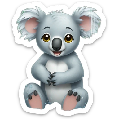 Koala taking shower sticker