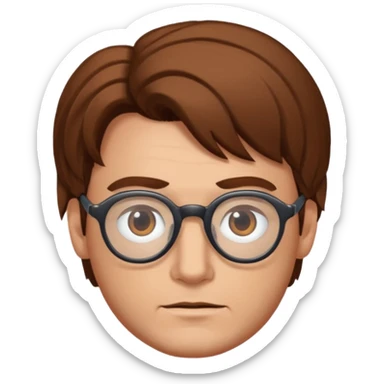 homme avec une middle part cheveux brun lunette sticker
