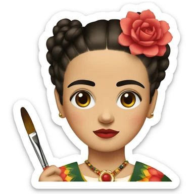 body frida kahlo kid with paintbrush sticker