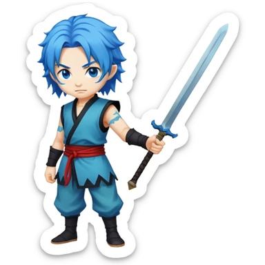 demon slayer full body blue hair sticker