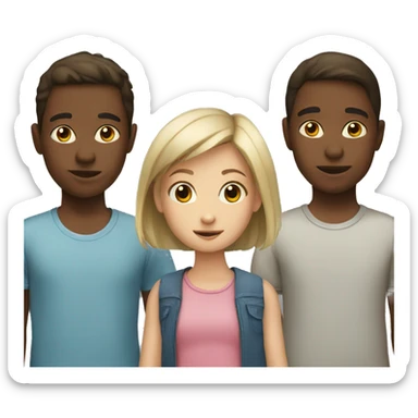 girl and three boys sticker