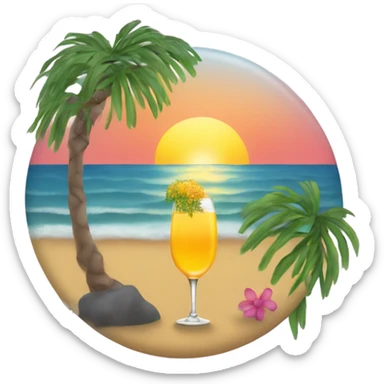 Sunset mimosa by the ocean  sticker