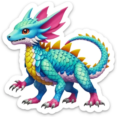 colorful Fakémon-Digimon-Fionbri-Trico-creature (full body) sticker