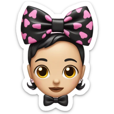 black with pink skull pattern bow sticker