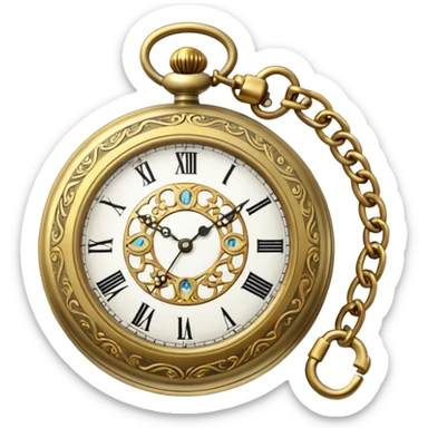 Old pocket watch with chain ￼ sticker