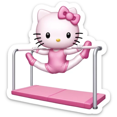 Hello Kitty doing a gymnastics straight jump sticker