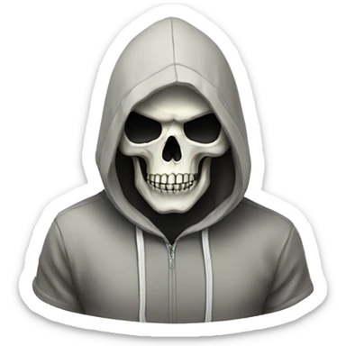 Skull wearing a hoodie sticker