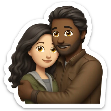 brunette couple hugging sticker