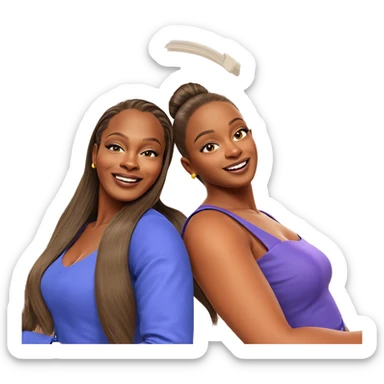 sisters smiling in stylish dresses sticker