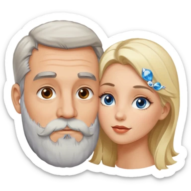 Hot Kissing Man with hazel eyes and gray beard smooching sexy  blonde blue-eyed  woman sticker
