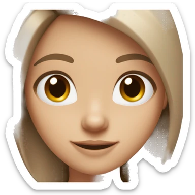 3D white girl with brown hair and brown eyes smiling and blinkg  sticker