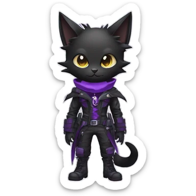 cool edgy evil black techwear Purple nargacuga-bat-cat-Fakemon collar full body sticker