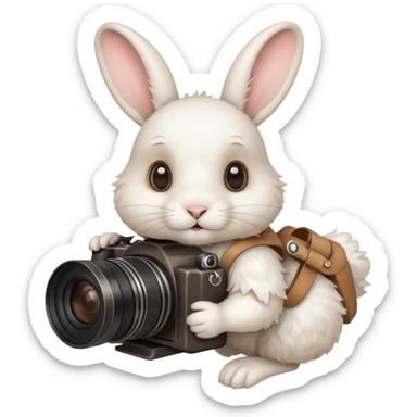 white rabbit camera sticker