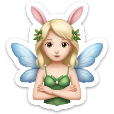 a fairy with wings and with bunny ears, whole body sticker