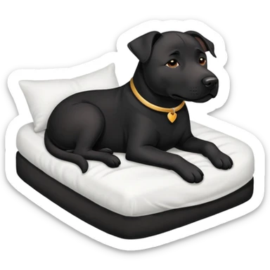 black lab/amstaff dog tugged in bed sticker
