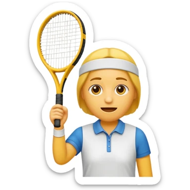 maak en emoji die moe is door het sporten het heeft een tennis band op zijn hoofd en hij is super moe die ook zweet druppels heeft  sticker